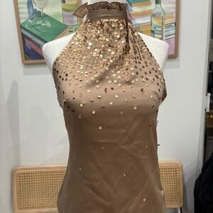 Gold Sequin Halter Top